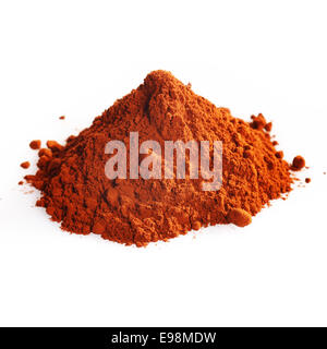 Pile of cocoa powder isolated on white Stock Photo