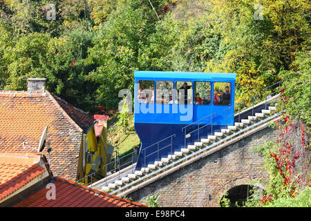 The funicular in Zagreb Croatia. Stock Photo