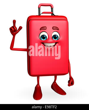 Cartoon Character of Travelling Bag is pointing Stock Photo