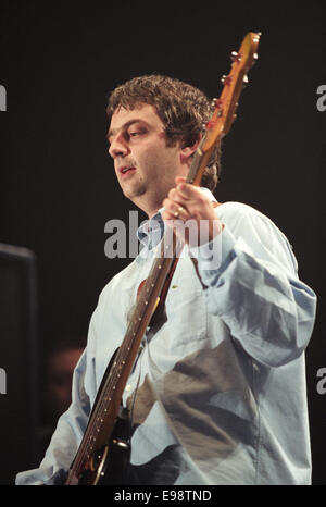 Oasis in concert in Glasgow, Scotland, in 1997. Stock Photo