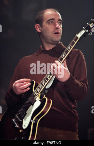 Oasis in concert in Glasgow, Scotland, in 1997. Stock Photo