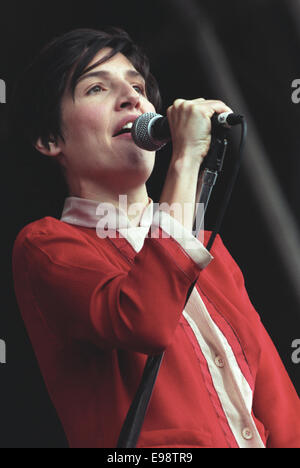 Sharleen Spiteri, of Texas,  appears live on stage at 'T In The Park' music festival, in Scotland, in 1997. Stock Photo