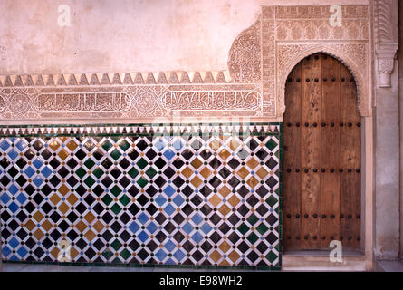 A Muslim door in the Alhambra palace in Granada, Andalucia, Spain, April 2005. Stock Photo