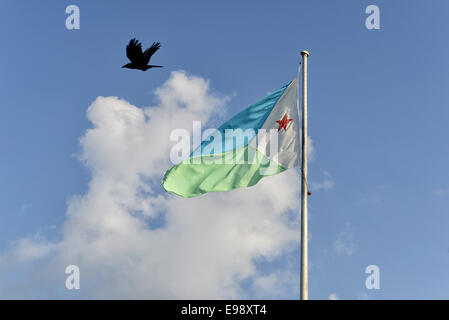 National Flag at Kempinski Palace in Djibouti City, Djibouti Stock Photo