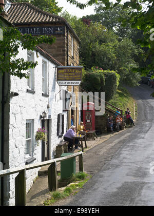 dh Birch Hall Inn Yorks Moors BECK HOLE PUB NORTH YORKSHIRE UK People outside traditional public house drinking beer country village pubs summer Stock Photo