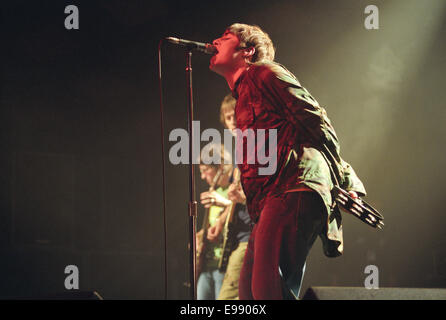 Oasis at Glasgow Barrowlands, in Glasgow, Scotland, in October 2001. Stock Photo