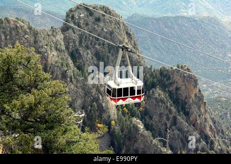 Sandia Aerial Tram on way back down to base of mountain. Stock Photo