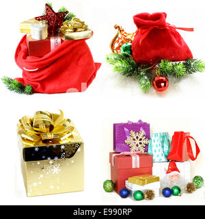 Set Christmas New Year gifts on a white background Stock Photo