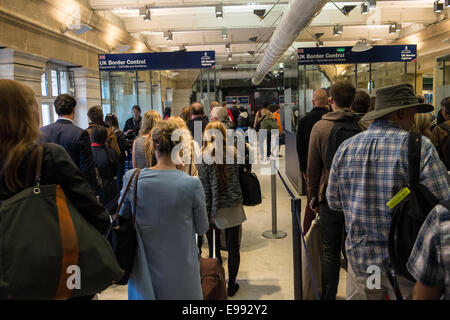 UK border control at Gare du Nord, Eurostar, Paris Stock Photo