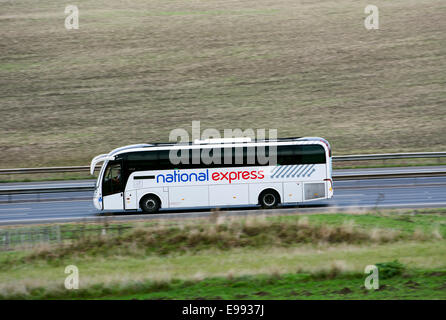 National Express coach on M40 motorway, Warwickshire, UK Stock Photo