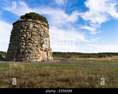 dh Battlefield cairn CULLODEN MOOR SCOTLAND 1745 rebellion Scottish highlands Uprising Memorial stone Highland Jacobite battle field 1746 clan battles Stock Photo