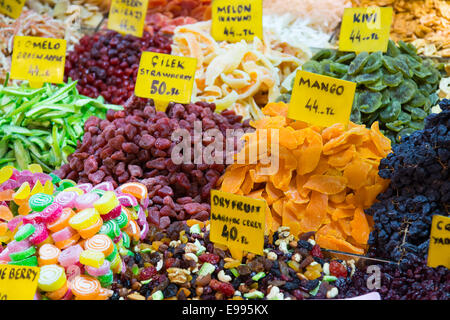 Dried fruits in Spice Bazaar, Istanbul Stock Photo