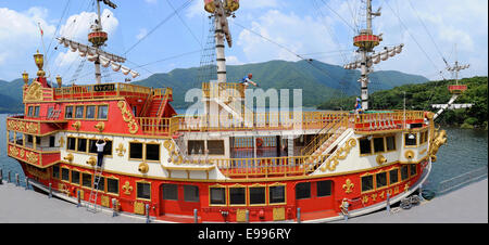 Lake Ashi pirate ship, Hakone, Japan,Lake ashi Stock Photo