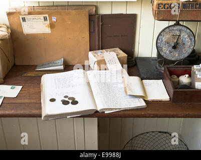 dh Highland Folk Museum NEWTONMORE INVERNESSSHIRE Old Post Office ledger counter indoor rural indoors museums Stock Photo