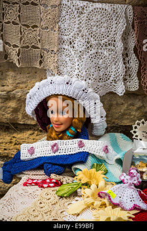 Crocheted items for sale in the shops and stores of Nessebar, Bulgaria, Europe. Stock Photo