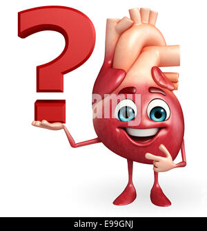 Cartoon Character of heart with question mark Stock Photo