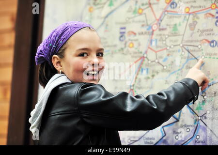 girl with city map panel Stock Photo - Alamy