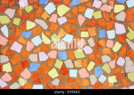 red orange and yellow rustic mosaic tile pattern Stock Photo - Alamy