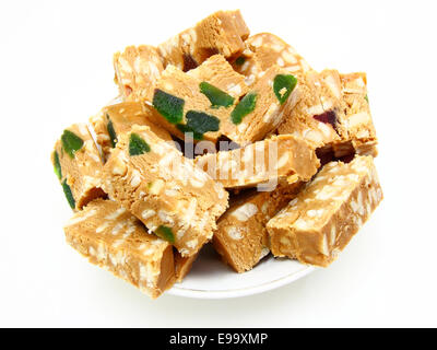 Peanut brittle isolated on white background Stock Photo