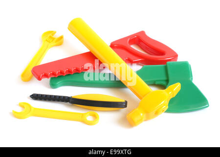 Assorted plastic toy tools Stock Photo