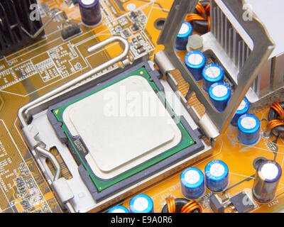 Processor on the computer motherboard Stock Photo