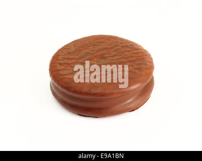 chocolate cream  cookies over white. Stock Photo