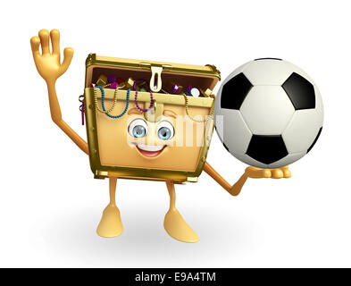Cartoon Character of Treasure box with football Stock Photo