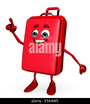 Cartoon Character of Travelling Bag is pointing Stock Photo