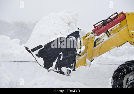 removing snow after winter storm Stock Photo