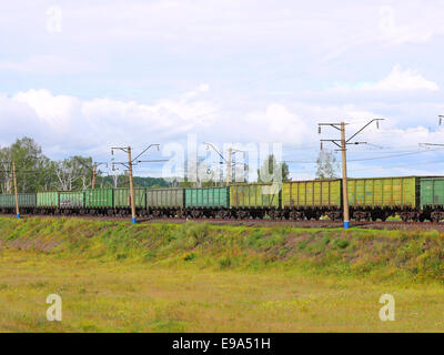 Cargo train from cars. Stock Photo