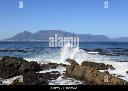 table mountain viewed from robben island Stock Photo