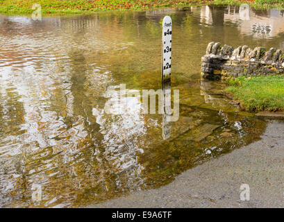 Depth gauge by deep ford in Shilton Oxford Stock Photo