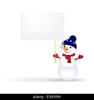 Christmas Snowman With Announcement Stock Photo