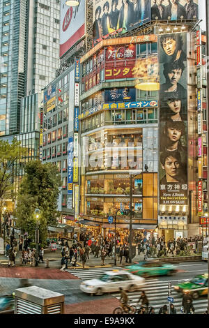 Crowd on the famous zebra crossings in Tokyo Stock Photo