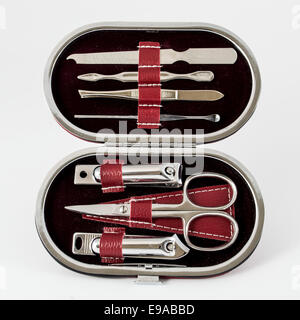 Tools for the manicure in convenient case Stock Photo