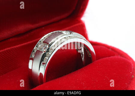 Wedding Diamond Ring in Red Box Stock Photo