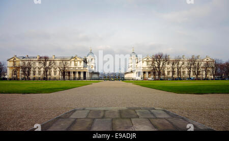 A wide angle view of the old royal naval college in Greenwich, London, UK. Stock Photo