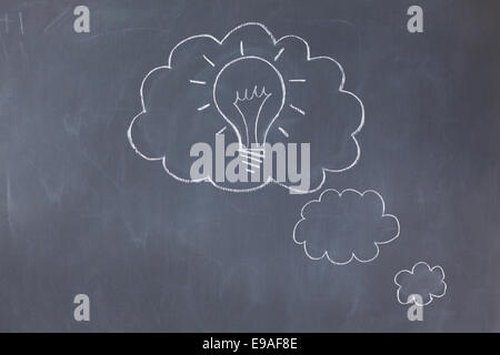 Cloud bubbles on a blackboard Stock Photo