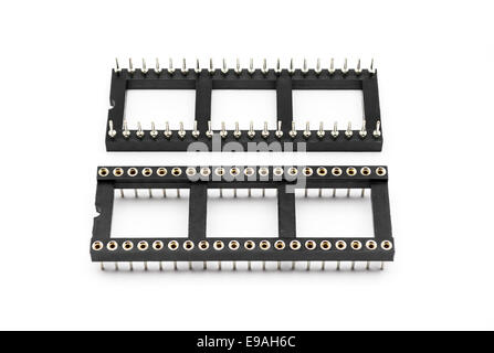 Round Hole Pin IC Sockets. Stock Photo