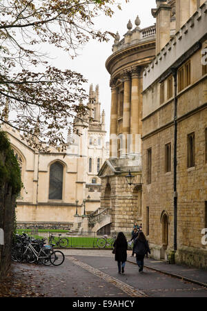 Around Oxford City, the Historic University city in Oxfordshire England UK Brasenose Lane and Radcliffe Camera Stock Photo