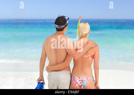 Couple with their masks Stock Photo