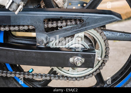 Sport Bike's Chain on Rear Wheel. Stock Photo