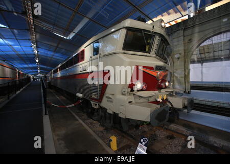 The Cité du Train (English: City of the Train or Train City), situated in Mulhouse, France, is the biggest railway museum in FR Stock Photo
