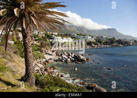 Twelve Apostles Mountain Range and Camps Bay in Cape Town, Western Cape, South Africa Stock Photo