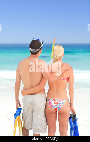 Couple with their masks Stock Photo