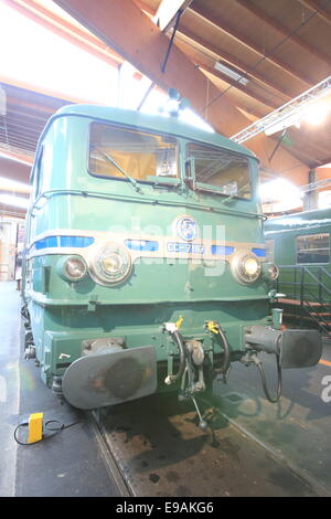 The Cité du Train (English: City of the Train or Train City), situated in Mulhouse, France, is the biggest railway museum in FR Stock Photo
