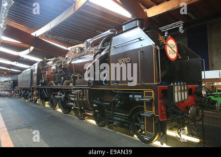 The Cité du Train (English: City of the Train or Train City), situated in Mulhouse, France, is the biggest railway museum in FR Stock Photo