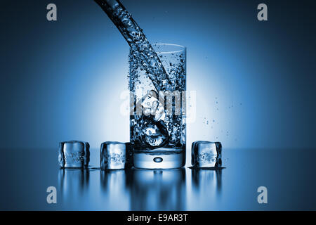 backlit glass of water Stock Photo