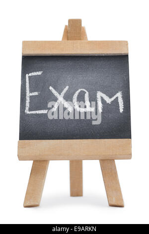 Chalkboard with the word exam written on it Stock Photo
