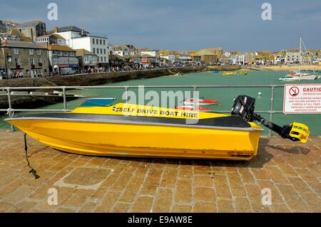 Self drive boat for hire St Ives Cornwall England uk Stock Photo